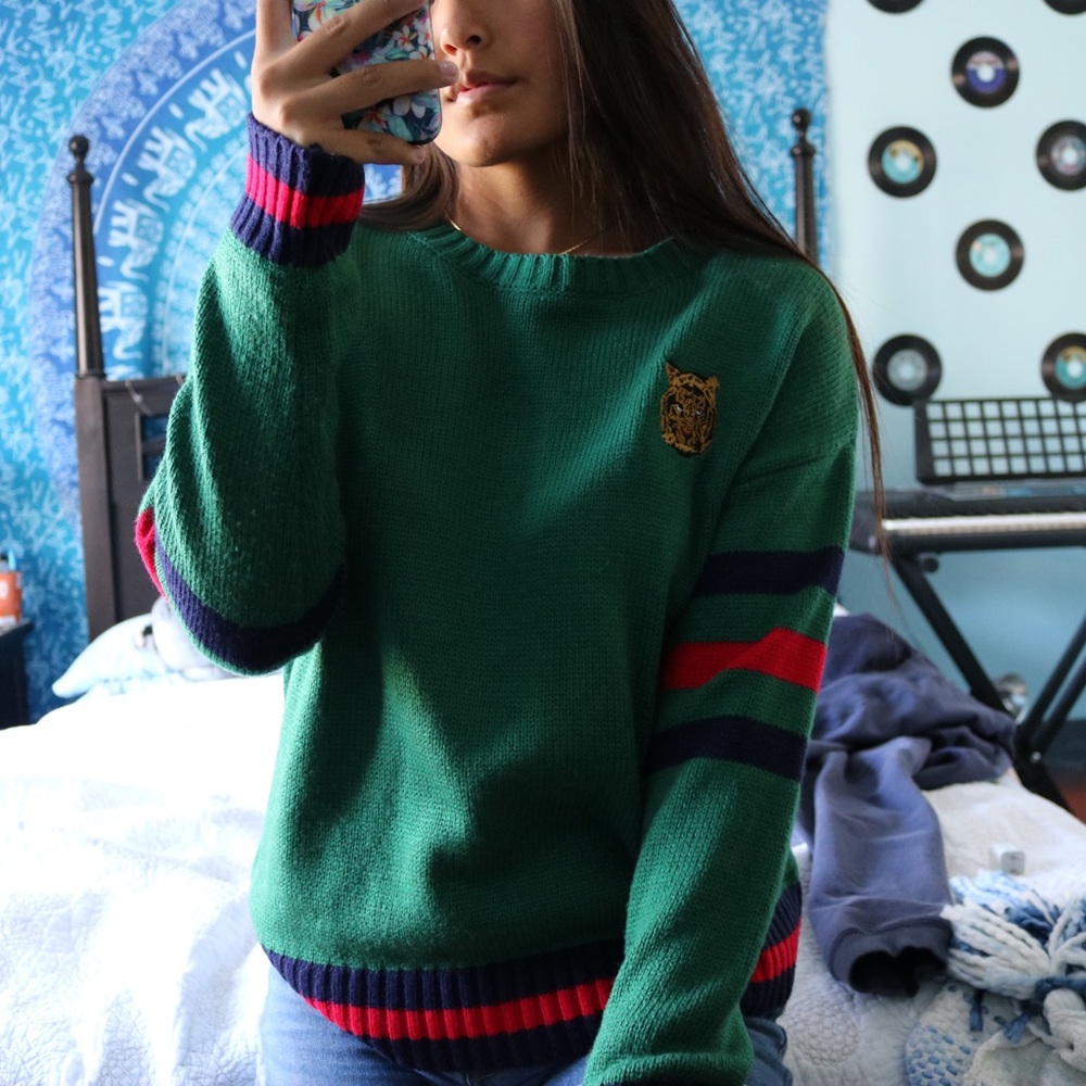 green varsity style tiger sweater!
